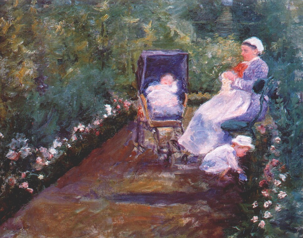 Children in a Garden - Mary Cassatt Painting on Canvas